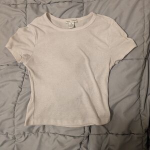 Classic White Ribbed Short Sleeve Tee